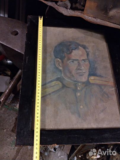 Старинный портрет масло/холст Подпись