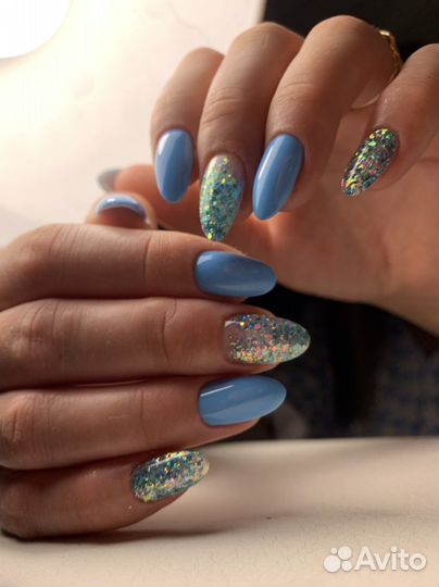 Маникюр с покрытием гель лак, наращивание ногтей