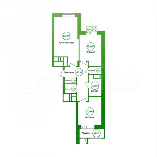 2-к. квартира, 65 м², 3/16 эт.