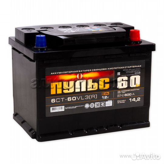 Аккумулятор пульс 60 А/ч обратная R+ EN 500A