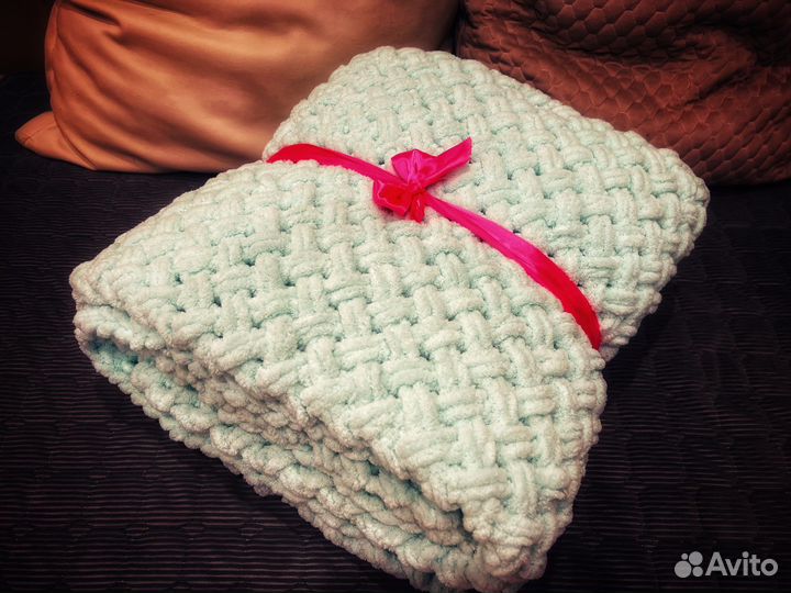 Плед из пряжи Alize Puffy на заказ