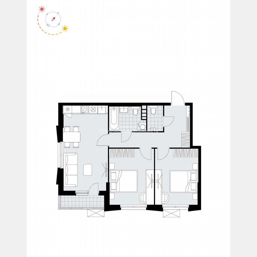 3-к. квартира, 63 м², 3/19 эт.