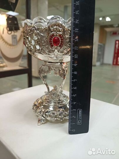 Ваза конфетница со стеклом Peroni (Италия)