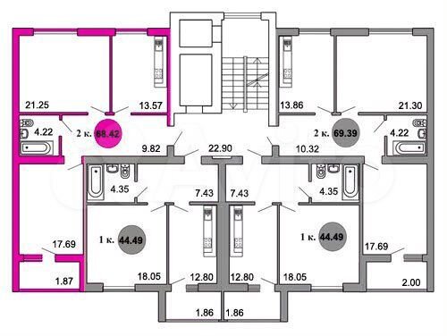 2-к. квартира, 68,4 м², 5/10 эт.