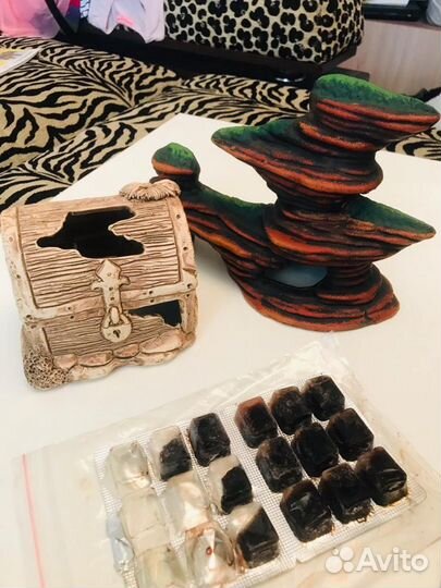 Декор для аквариума+ рамка для корма и шарики