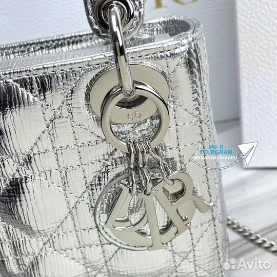 Сумка серебристая lady dior