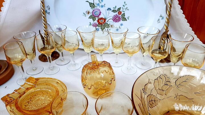 Рюмки ссср,цветное,цитриновое стекло