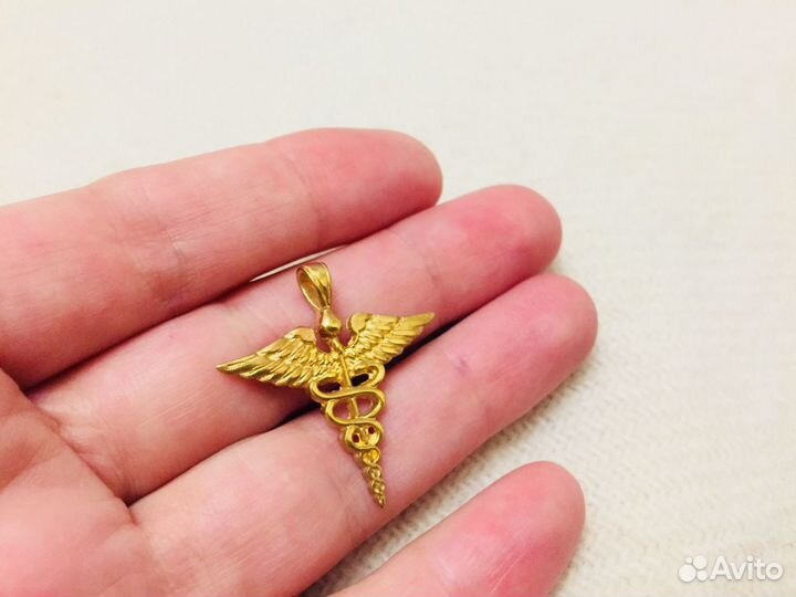 Кулон/подвеска позолоченный Кадуцей