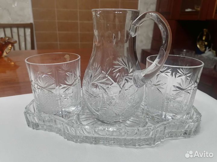 Набор для воды, резной хрусталь