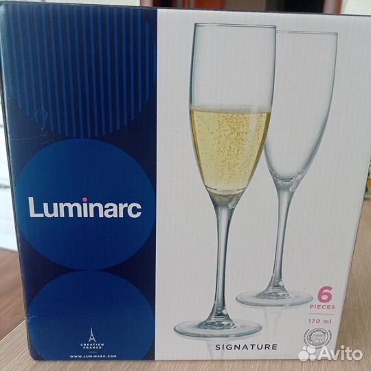 Фужеры для шампанского Luminarc новые 6 шт