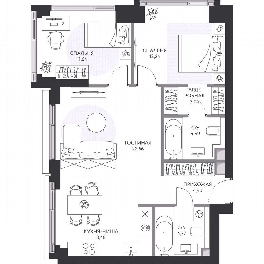 2-к. квартира, 72,5 м², 16/41 эт.