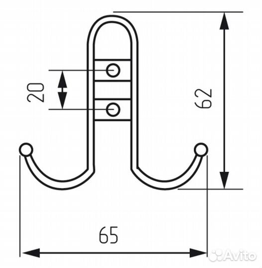 Крючок мебельный двухрожковый