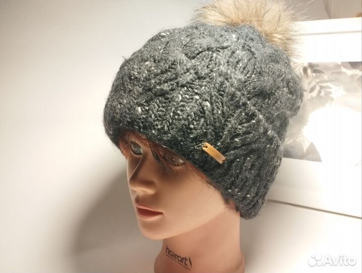 Шапка вязаная с флисовой подкладкой