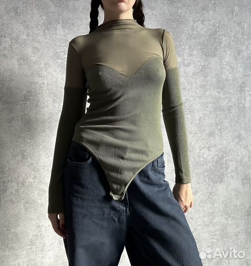 Боди со вставкой сетка zara