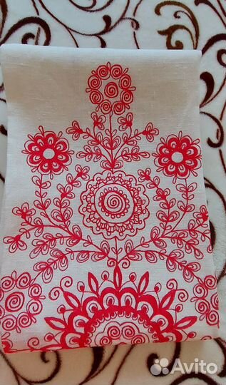 Скатерть льняная с вышивкой 140х220см