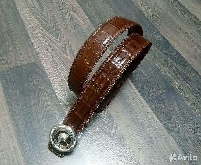 Мужской ремень из натуральной кожи крокодила