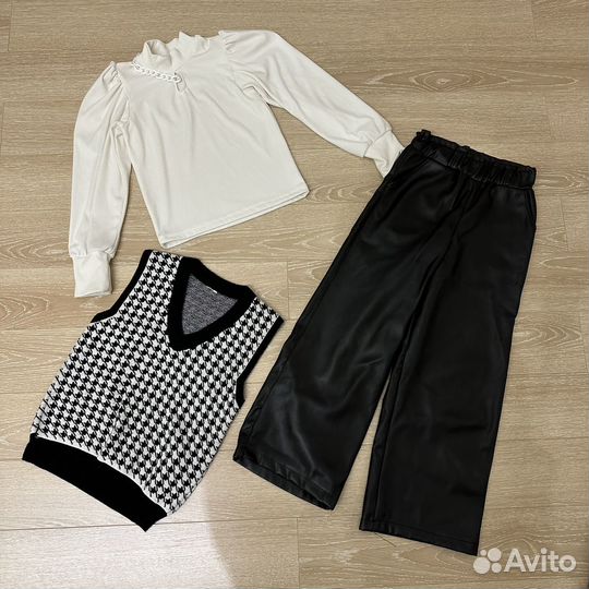 Комплект брюки утепленные жилет водолазка кашемир