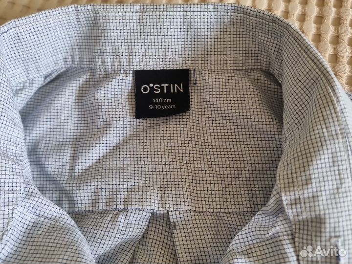 Рубашка Ostin 145 см белая и голубая