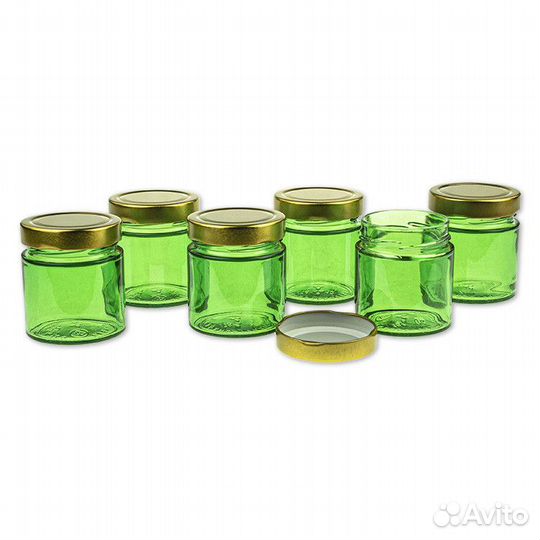 6 шт. Баночка для свечей 200 мл. (D66, зелёная) с