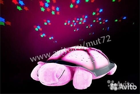 Черепаха-ночник проектор музыкальная розовая