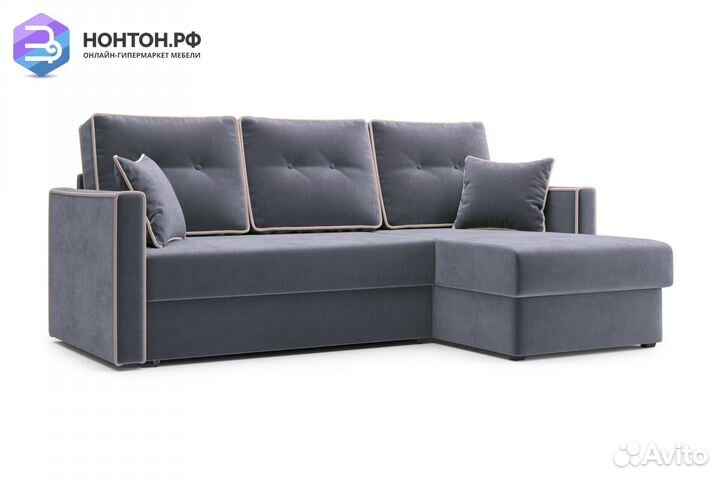 Диван угловой дельфин Леон темно-серый