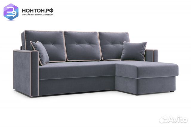 Диван угловой дельфин Леон темно-серый