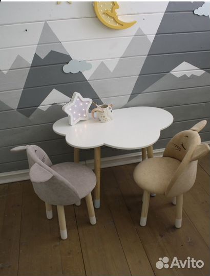 Стульчик детский 2шт (серый и бежевый)