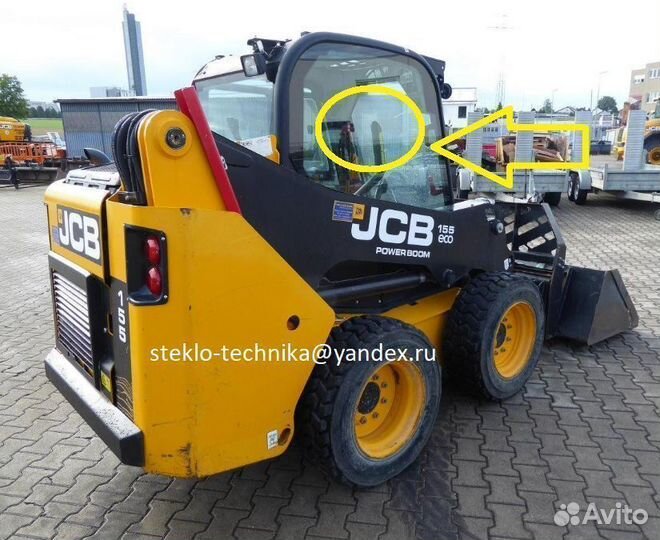 Стекло правое возле стрелы на Jcb Eco Robot