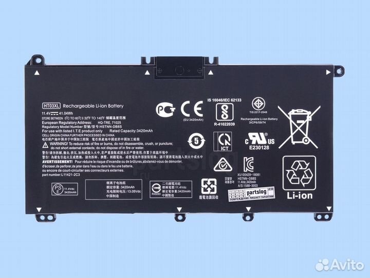 Аккумулятор для HP HT03XL 11.4V 3420mAh 41.04Wh