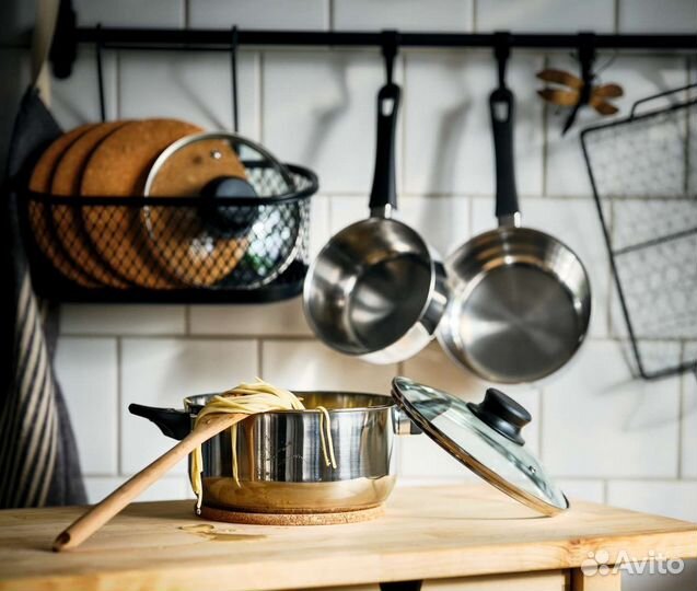 Кастрюли IKEA для индукции и подставка д/крышек