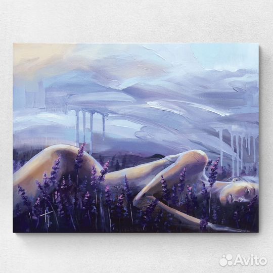 Картина маслом Лаванда Девушка