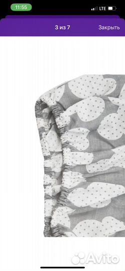 Простыня детская на резинке 125х75