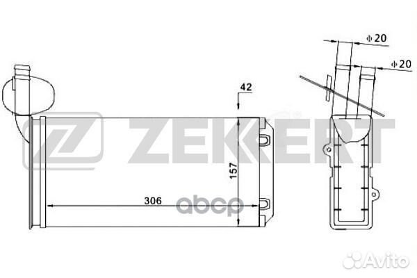 Радиатор отоп. VW Transporter IV 90- mk-5064 Ze