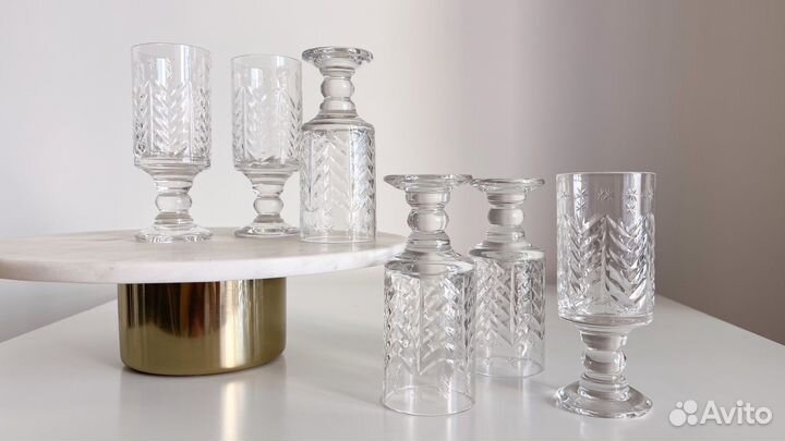 Рюмки фужеры Снежинка Иванов А. СССР хрусталь