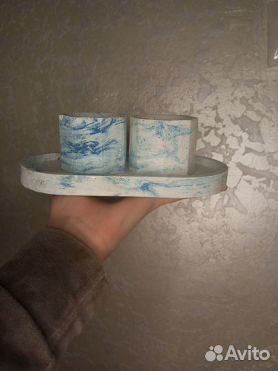 Поднос + 2 подсвечника