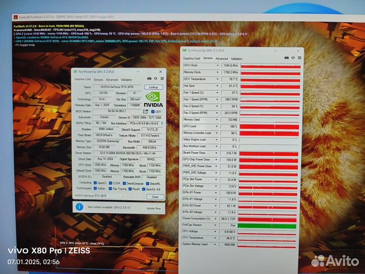 RTX 3070 colorful ultra-v(белая+коробка)