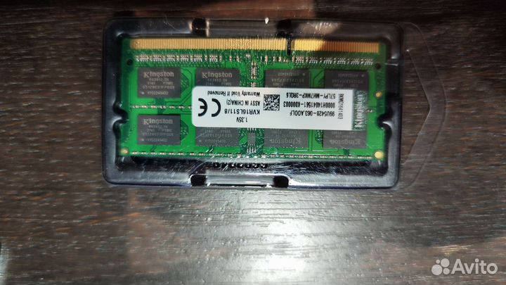 Оперативная память Kingston DDR3L, 8гб,1600мгц