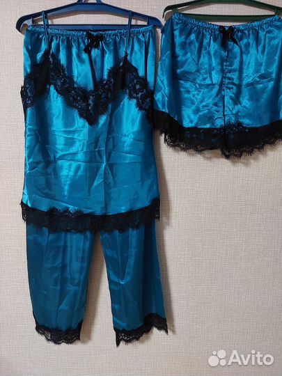 Пижама тройка, 50-52 р,ткань шелк