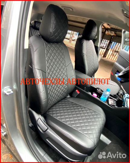 Чехлы Автопилот Skoda Yeti из экокожи чёрные Ромб