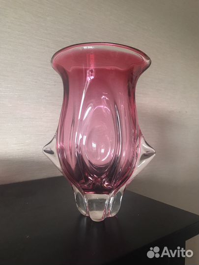 Ваза цветное гутное стекло