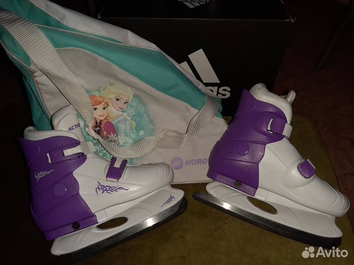 Коньки фигурные детские раздвижные + сумка