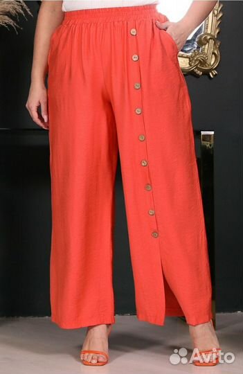 Брюки женские палаццо. Лен. Италия Бохо