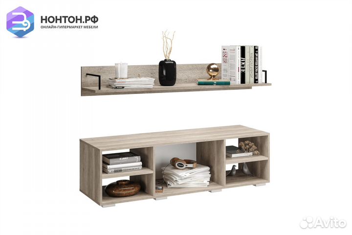 Тумба Наоми с навесной полкой дуб каньон / графит