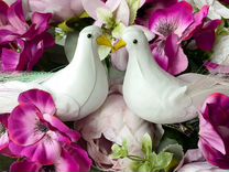 Птички белые, Голуби свадебные, на прищепке, 16,5