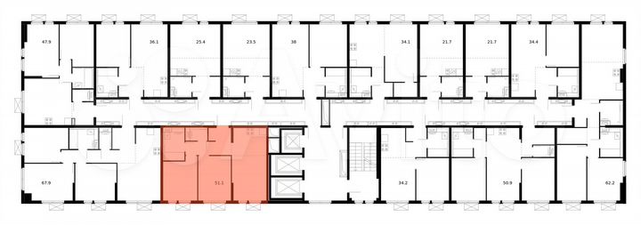 3-к. квартира, 51,1 м², 18/25 эт.