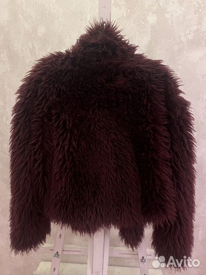 Эко шуба бордовая