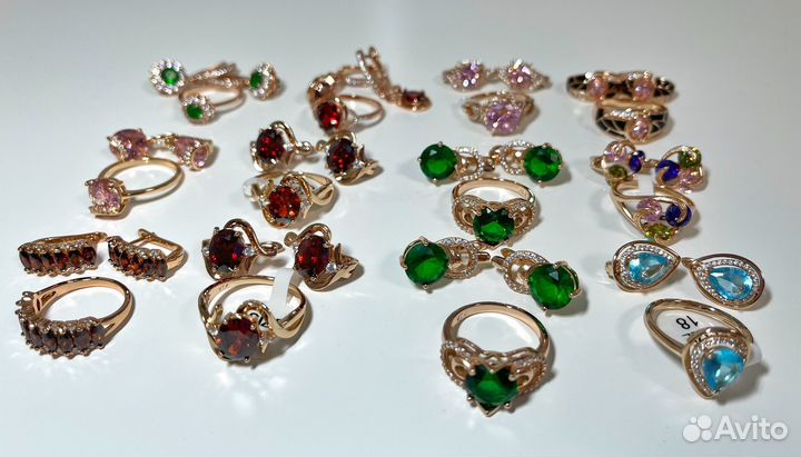 Бижутерия: серьги с кольцами (набор) 18 размер