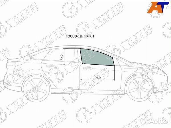 Стекло боковое опускное ford focus