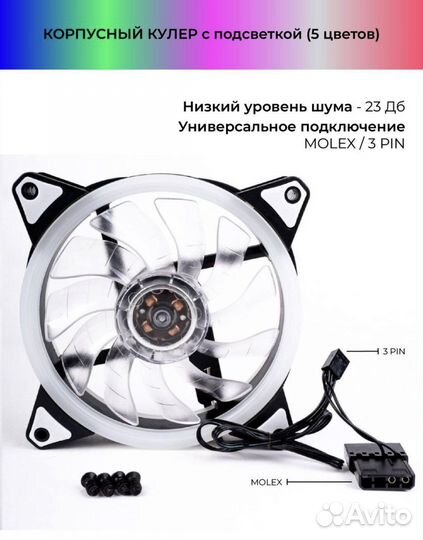 Новые Корпусный кулер 120мм RGB Led