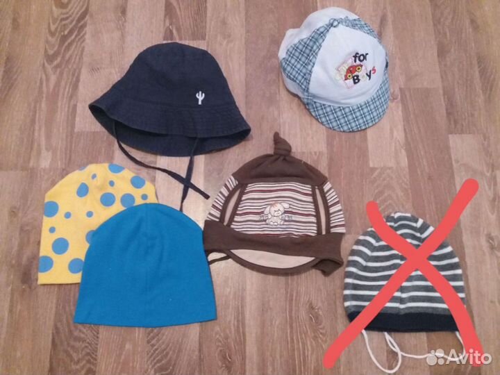 Шапки тонкие, кепка, панамка на 1 годик